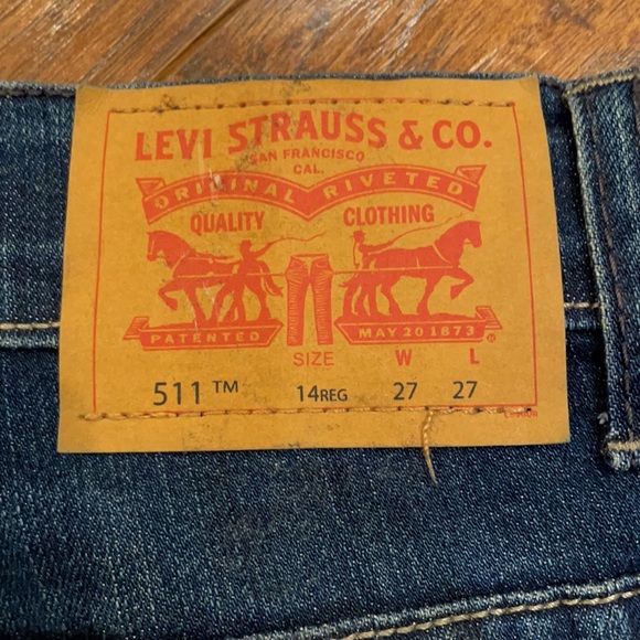 Levi’s 511 Slim Medium Wash Straight Leg Jeans Size 27 W ❤️ - Picture 7 of 9